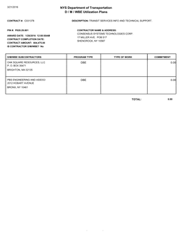 NYS Department of Transportation D / M / WBE Utilization Plans