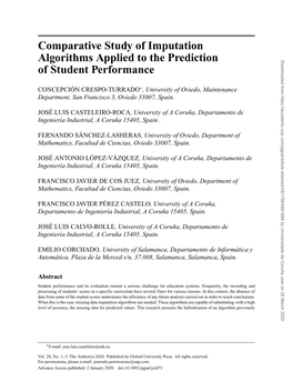 Comparative Study of Imputation Algorithms Applied To