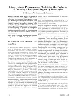 Integer Linear Programming Models for the Problem of Covering a Polygonal Region by Rectangles