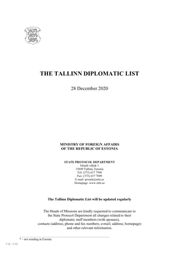 The Tallinn Diplomatic List