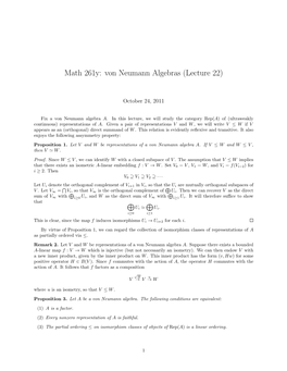 Math 261Y: Von Neumann Algebras (Lecture 22)
