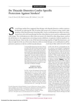 Do Thiazide Diuretics Confer Specific Protection Against Strokes?