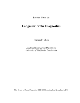Langmuir Probe Diagnostics