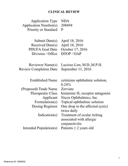 Cetirizine: Clinical Review