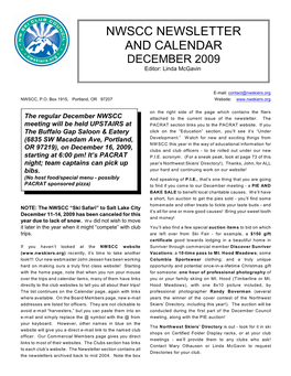 NWSCC NEWSLETTER and CALENDAR DECEMBER 2009 Editor: Linda Mcgavin