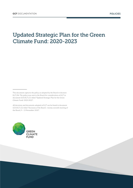 Updated Strategic Plan for the Green Climate Fund: 2020-2023