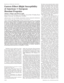 Eastern Filbert Blight Susceptibility of American 3 European Hazelnut