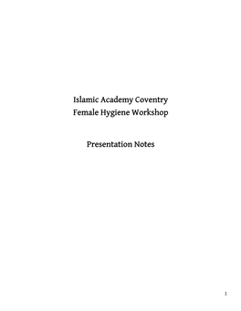 Islamic Academy Coventry Female Hygiene Workshop Presentation