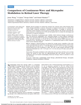 Comparison of Continuous-Wave and Micropulse Modulation in Retinal Laser Therapy