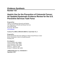 Aspirin Use for the Prevention of Colorectal Cancer: an Updated Systematic Evidence Review for the U.S