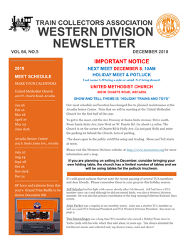 Western Division Newsletter Vol 64, No.5 December 2018