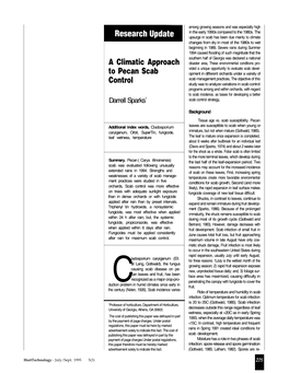 A Climatic Approach to Pecan Scab Control