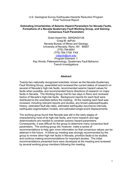 1 U.S. Geological Survey Earthquake Hazards Reduction Program Final