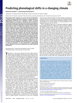 Predicting Phenological Shifts in a Changing Climate