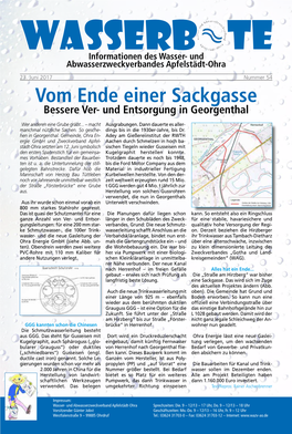 Vom Ende Einer Sackgasse Bessere Ver- Und Entsorgung in Georgenthal