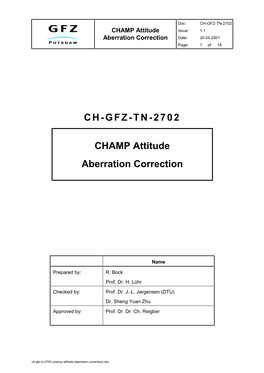 CH-GFZ-TN-2702 CHAMP Attitude Aberration Correction