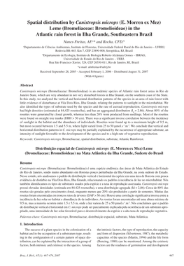 Spatial Distribution by Canistropsis Microps (E