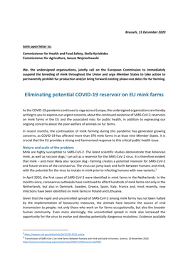 Eliminating Potential COVID-19 Reservoir on EU Mink Farms