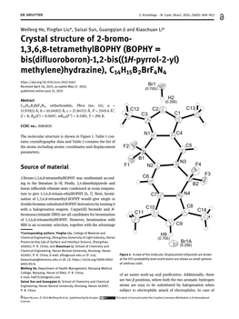 Crystal Structure of 2-Bromo- 1,3,6,8-Tetramethylbophy (BOPHY