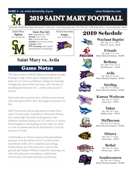 2019 Saint Mary Football