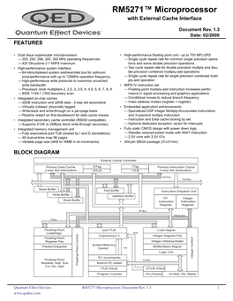 RM5271™ Microprocessor with External Cache Interface