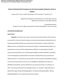 Complexes for the Electrocatalytic Reduction of CO2 to HCOOH Suzanne Witt,A Travis A