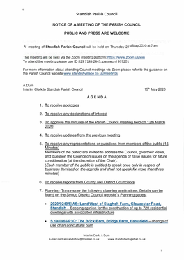 SPC Agenda Meeting 21St May 2020