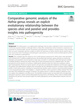 Comparative Genomic Analysis of the Hafnia Genus Reveals an Explicit