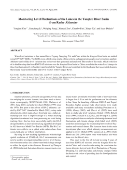 Monitoring Level Fluctuations of the Lakes in the Yangtze River Basin from Radar Altimetry