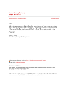 The Japanimated Folktale: Analysis Concerning the Use and Adaptation of Folktale Characteristics in Anime
