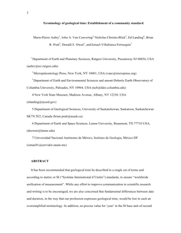 Terminology of Geological Time: Establishment of a Community Standard