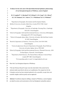 Evidence for the Early Onset of the Ipswichian Thermal Optimum: Palaeoecology 2 of Last Interglacial Deposits at Whittlesey, Eastern England 3 4 H