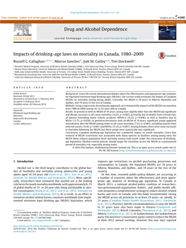 Impacts of Drinking-Age Laws on Mortality in Canada, 1980–2009