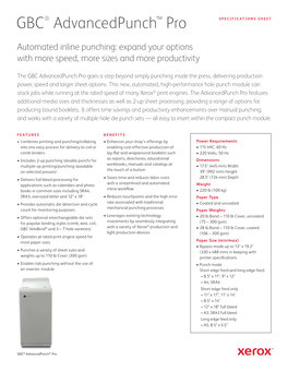 GBC® Advancedpunch™ Pro SPECIFICATIONS SHEET