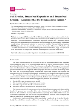 Soil Erosion, Streambed Deposition and Streambed Erosion—Assessment at the Mountainous Terrain †