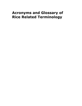 Acronyms and Glossary of Rice Related Terminology