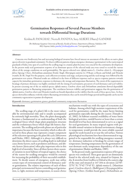 Germination Responses of Several Poaceae Members Towards Differential Storage Durations Krishna R