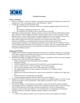 PANDAS Fact Sheet