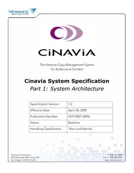 Cinavia System Specification Part 1: System Architecture