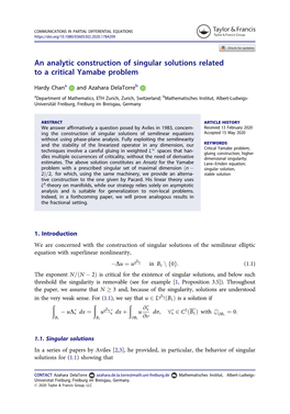 An Analytic Construction of Singular Solutions Related to a Critical Yamabe Problem