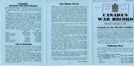 CANADA's 3 Ments Made to the End of 1941 on Canadian, United Q Kingdom and Other Accounts Totalled $3,200 Millions