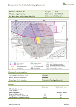 Doncaster Local Plan: Archaeological Scoping Assessment Allocation