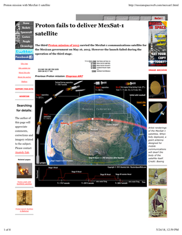 Proton Fails to Deliver Mexsat-1 Satellite