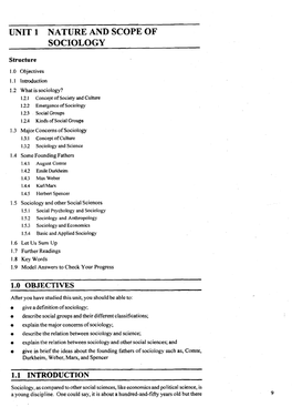 Unit 1 Nature and Scope of Sociology