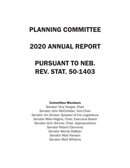 Planning Committee 2020 Annual Report