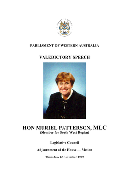 Patterson, Muriel Grace, Valedictory Speech.Pdf