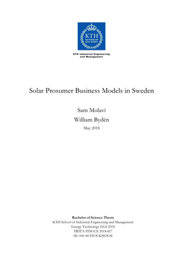 Solar Prosumer Business Models in Sweden