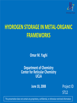 Hydrogen Storage in Metal-Organic Frameworks
