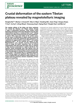 Crustal Deformation of the Eastern Tibetan Plateau Revealed by Magnetotelluric Imaging