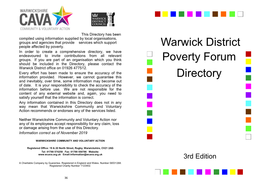 Warwick District Poverty Forum Directory 3Rd Edition